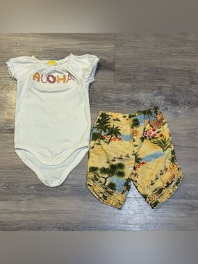 Vintage Y2K Gymboree Aloha Hawaiian 2 pc matching outfit set infant 3/6 months